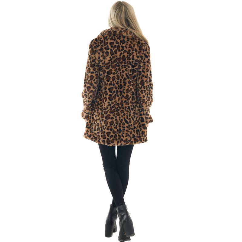 2024 Fall/Winter Leopard Print Women's Faux Fur Coat with Pockets - Plush, Loose Fit, Fashionable and Cozy