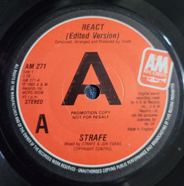 7inch Record STRAFE - React AM271PROMO A&M Records 1985 UK Dance & Electronica Used