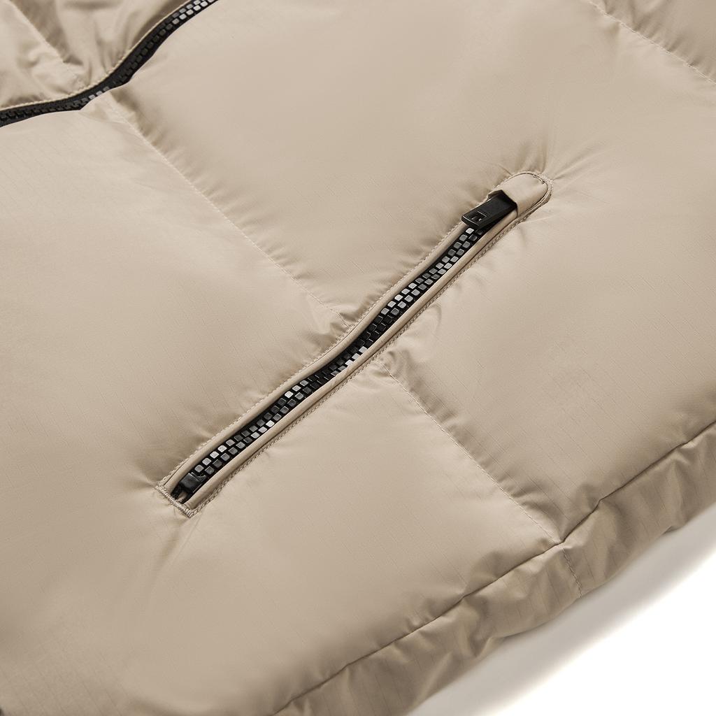 Li-Ning Sports Lifestyle Series Casual Fashion Simple Versatile Warm Stand Collar Color Block Zipper Short Down Jacket Unisex Outerwear AYMV431-14