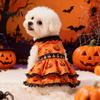 Black Lace Dog Dress Halloween Pumpkin Dress, Neck Outfit, Ruffled Cute Pet Clothes Autumn Festive Party Costume for Small Dogs Holiday