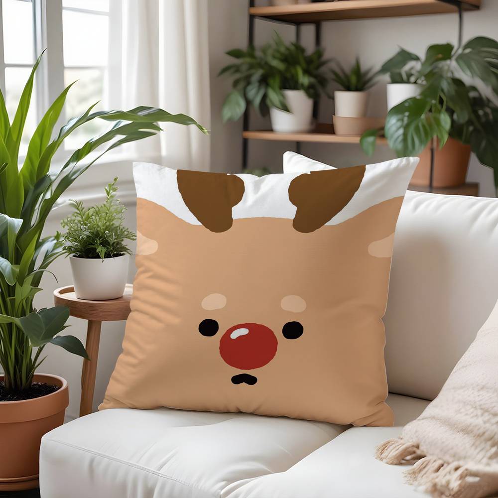 Merry Christmas Red Art Pillow Case  Plush Fabric Soft  Pillowcase Double Sided Print Cushion Cover Household Gifts