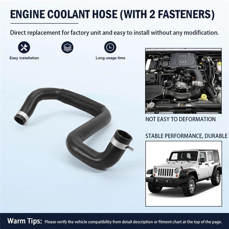 Lower Radiator Hose Coolant Accessory 55111395AE For Jeep Wrangler JK 2012- 2017 3.6L Engines