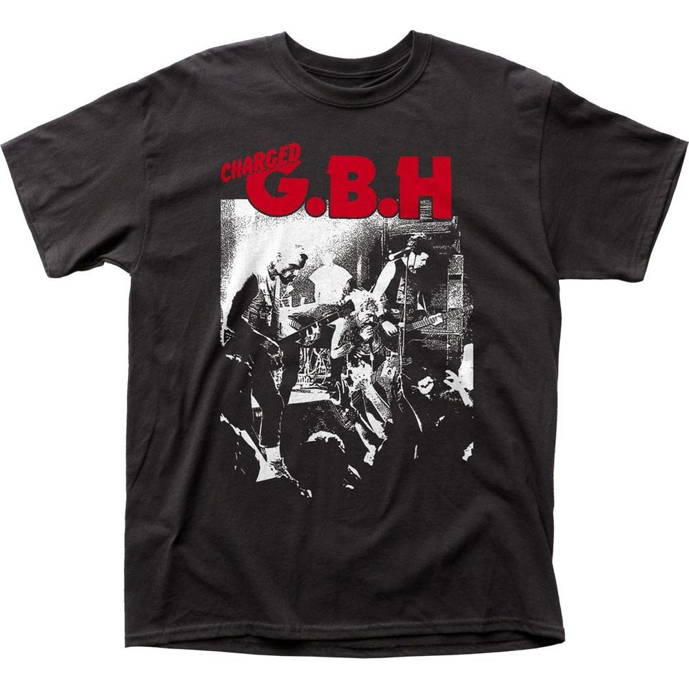 GBH Live Photo Mens T Shirt Music Classic Concert Charged Rock Band Tee Black Unisex T-Shirt L