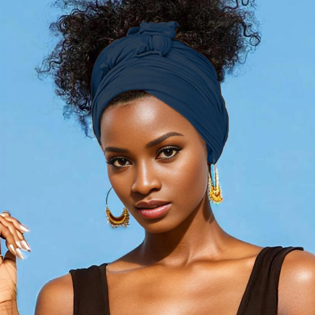Dehnbarer Jersey-Turban Afrikanisches Stirnband Einfarbige Superweiche Extra lange Atmungsaktive Kopfbedeckung Für Damen