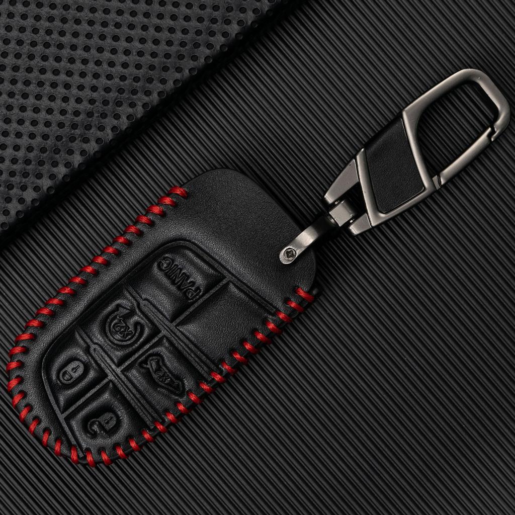 For Jeep Grand Cherokee Compass Dodge Charger Chrysler 200 300 300C Remote Key Cover Case Protect Key Chain Ring PU Leather Auto