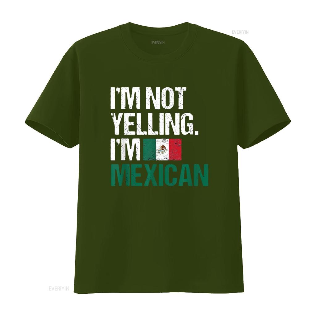 Mens I M Not Yelling Im Mexican T Shirt Black Small Vintage Washed Homme Breathable Unisex Streetwear Soft Fashion