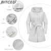 BITCED Women's Spring/Autumn Hooded Water-Resistant Jacket with Belted Waist Lightweight Casual Oversized Trench Coat