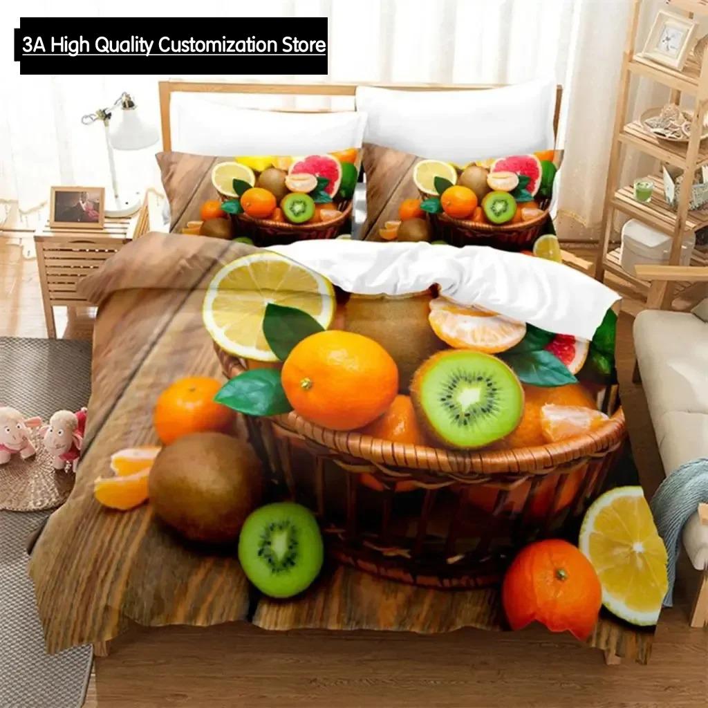 Thin Duvet Cover Set Double Bed Fruit Quilt Cover Queen Size 3D Single Bedding Set 2PCS 3PCS with Pillowcase Full Twin King Beds