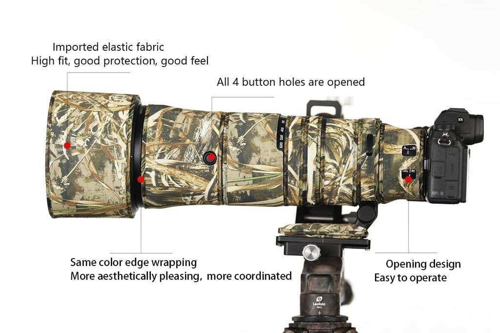 CHASING BIRDS Camouflage Waterproof Lens Coat NIKON Z Rainproof Lens Protective Cover for VR 180-600mm F/5.6-6.3 (New Ashi, Standard)