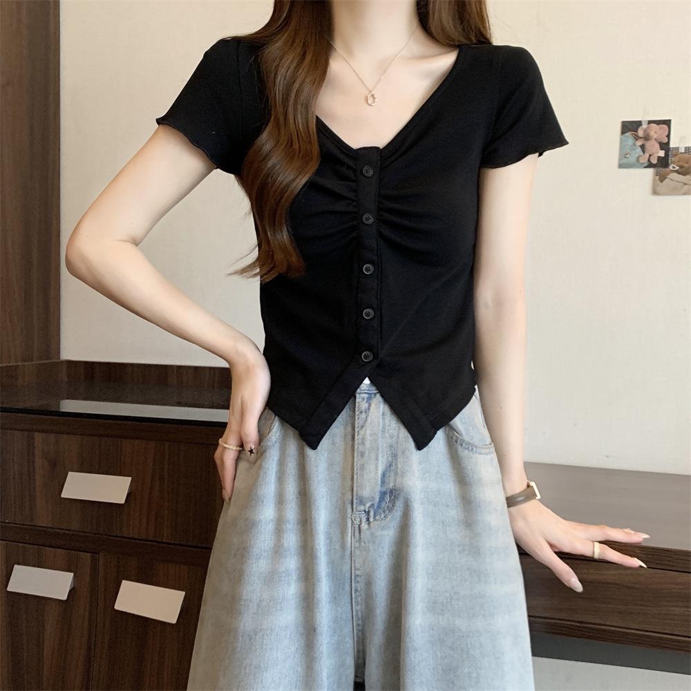 Women's Summer Slim Fit Cotton Polo T-Shirt with Fishbone Design and Custom Logo