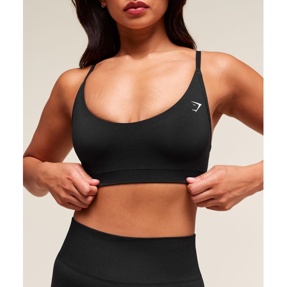 Gymshark Everyday Seamless Racerback Sports Bra Black B4c1v Bb2j