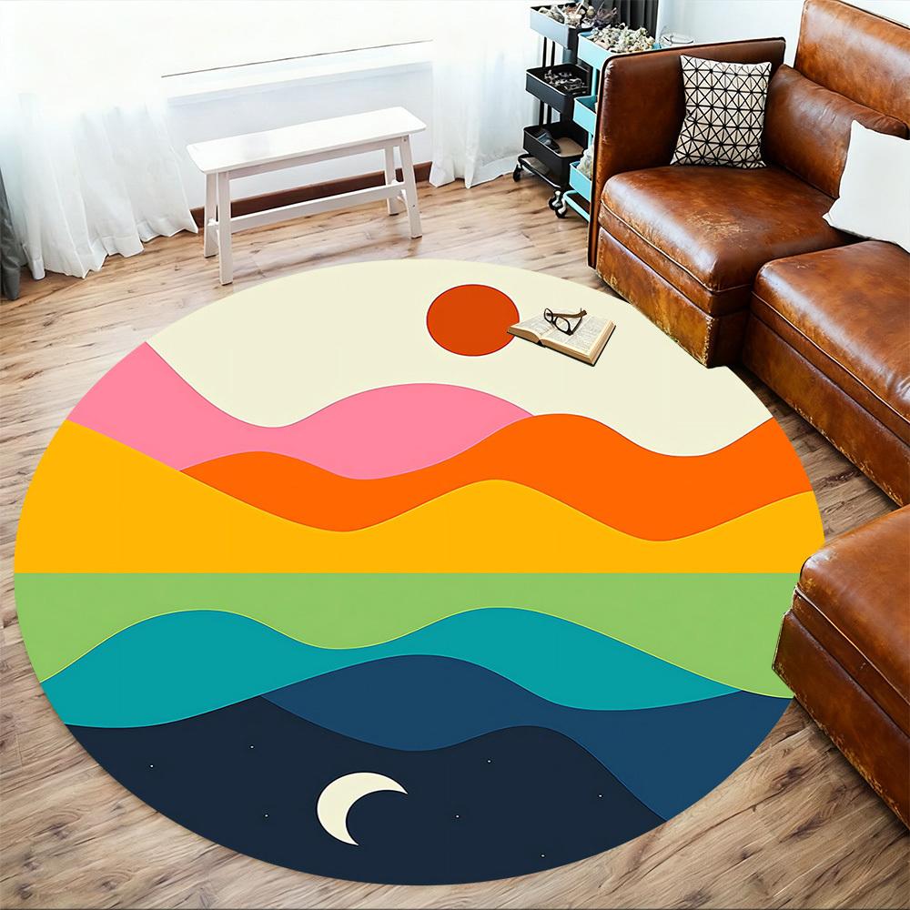 1pc sunset moon Round Chair mat Area Rug - Non-Slip, Floor Mat for Office, Bedroom, and Indoor Decor c1118041