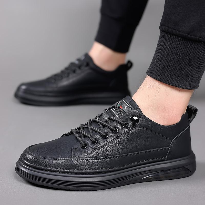 Cowhide Men's Shoes Men's Casual Leather Shoes Genuine Leather Men's One-pedal Spring Shoes Men's Trend Soft Leather Board Shoes Tide