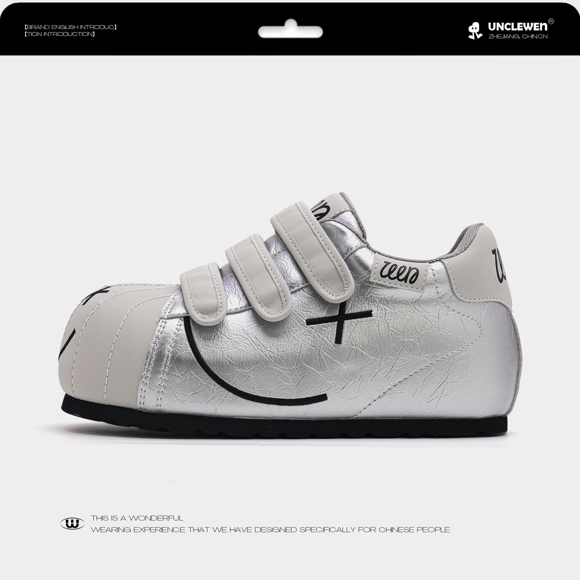 

Dudu Planet~ 2025 New Velcro Big Head Thick Sole Heightening Shoes Women s Casual Board Shoes Sports Little White Shoes 35 серебряный