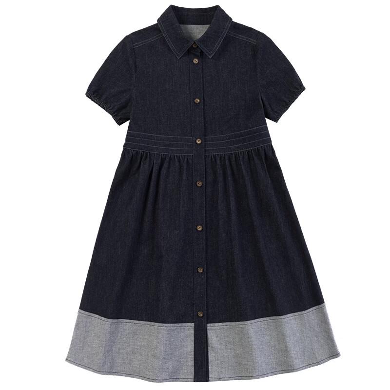 Hacikis Girls' Summer Casual Spliced Denim Dress