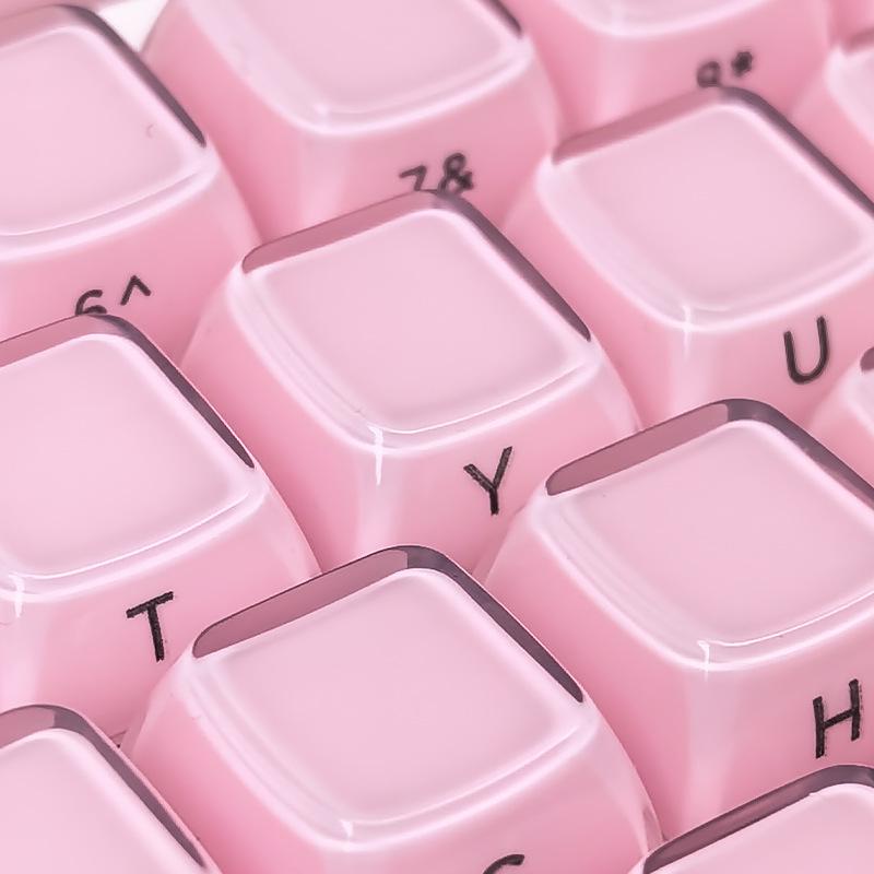Jelly Texture Keycaps Set: Side-Engraved MDA Profile, 132 Keys, Transparent Outer Layer, Solid Color Inner Layer
