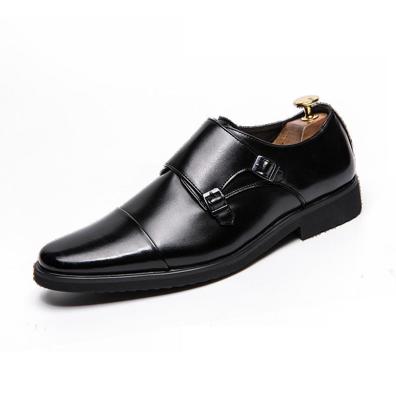 

Large size new trend men s shoes British style retro fashion leather shoes men s business leather shoes 48 чорний