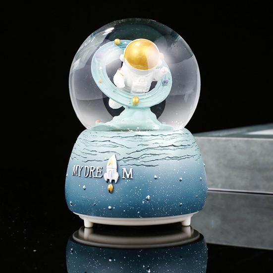 Rhinestone Snow Globe Delicate Adorable Eye-catching Resin Music Space Astronaut Snow Globe for Kids