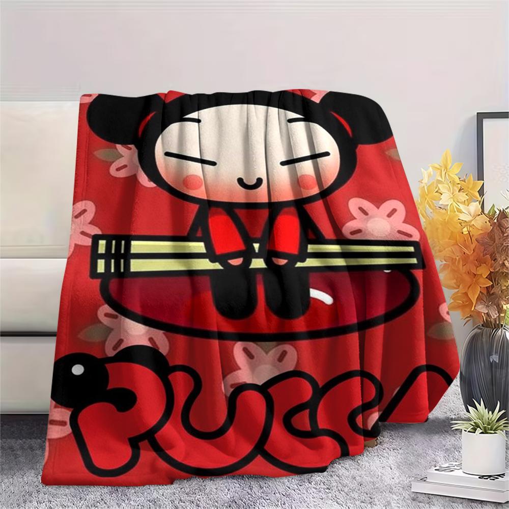 1PC PUCCA Print Flannel Blanket, High quality Comfortable for All Seasons, Home Decor, Warmth and Comfort, Perfect for Christmas Gifts123