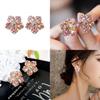 Flower Shaped Zircon Ear Studs With Silver Needle For Gift And Party Wear