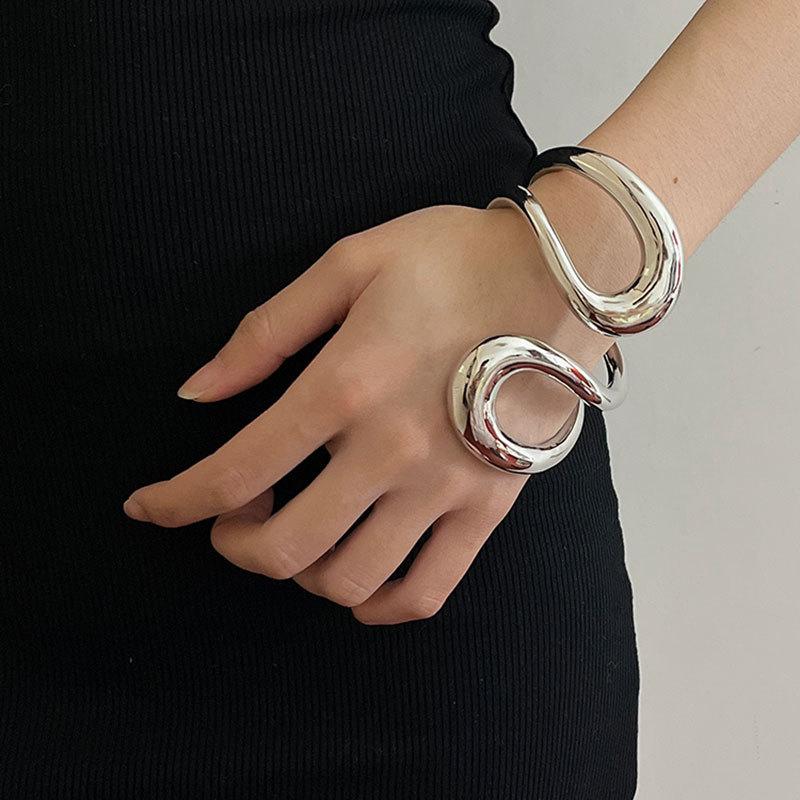 Irregular Special-shaped Cross Opening Bracelet Light Luxury Fashion Simplicity High Sense Versatile Niche Design Jewelry