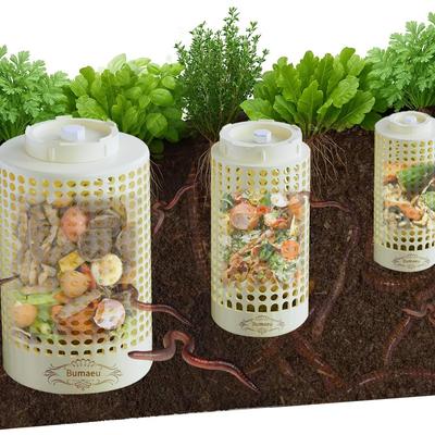 3PCS Underground Worm Farm, Garden Mini Vermicomposting Bin for Outdoor Gardening from Kitchen Food Waste with Holes and Lid