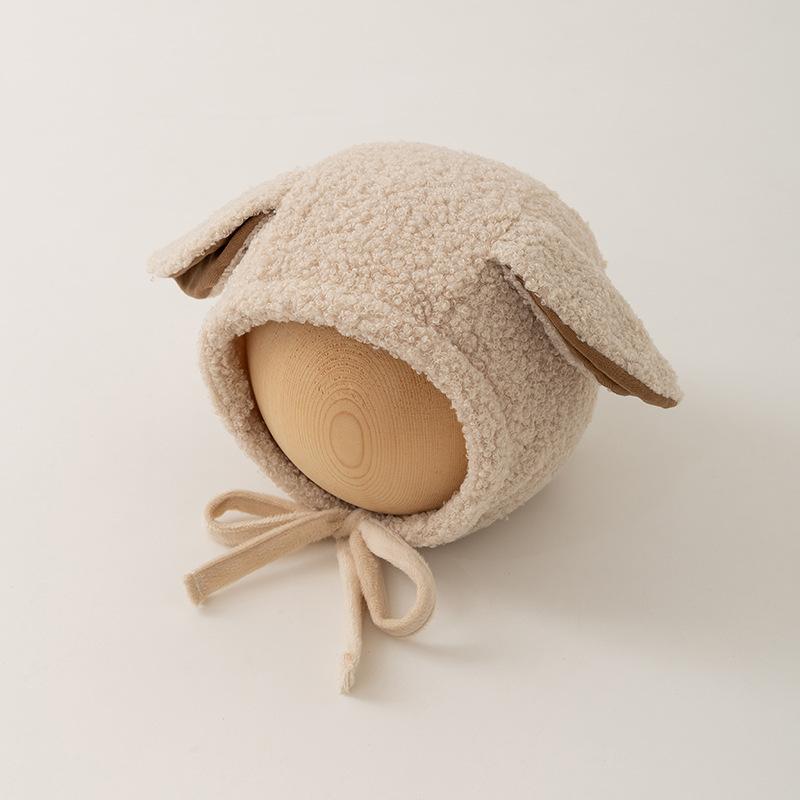 Cute Long Ear Baby Hat Lamb Fleece Newborn Boy Girl Winter Warm Earmuffs Beanie Solid Color Outdoor Anti-cold Infant Bonnet Cap