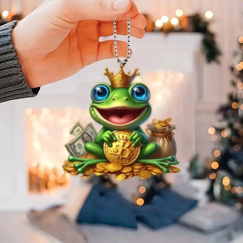 Eyecatching Cartoon Acrylic Frog Car Charm Excellent For Unique Accessories Vehicle