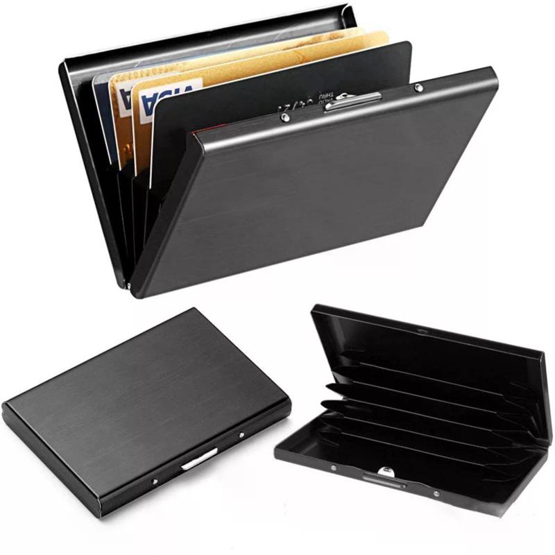 Anti-Magnetic Metal Wallet RFID Blocking Slim Card Holder Durable for Men Women Outdoor Activity