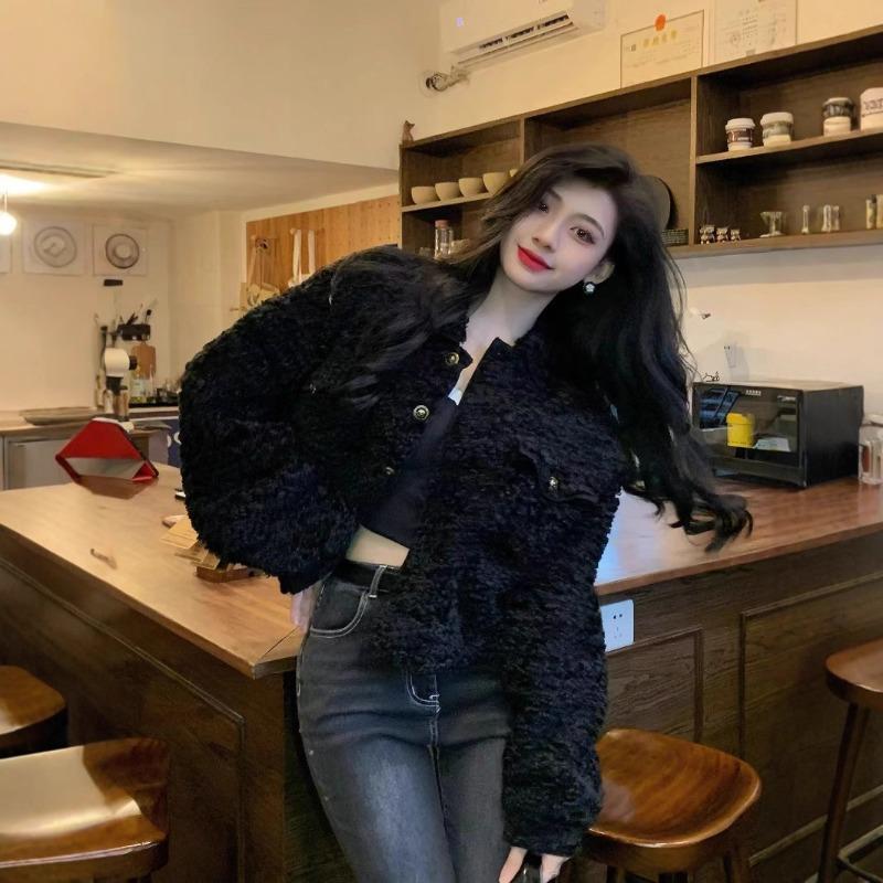 Plush socialite loose thickened imitation lamb fur coat autumn and winter new women's top