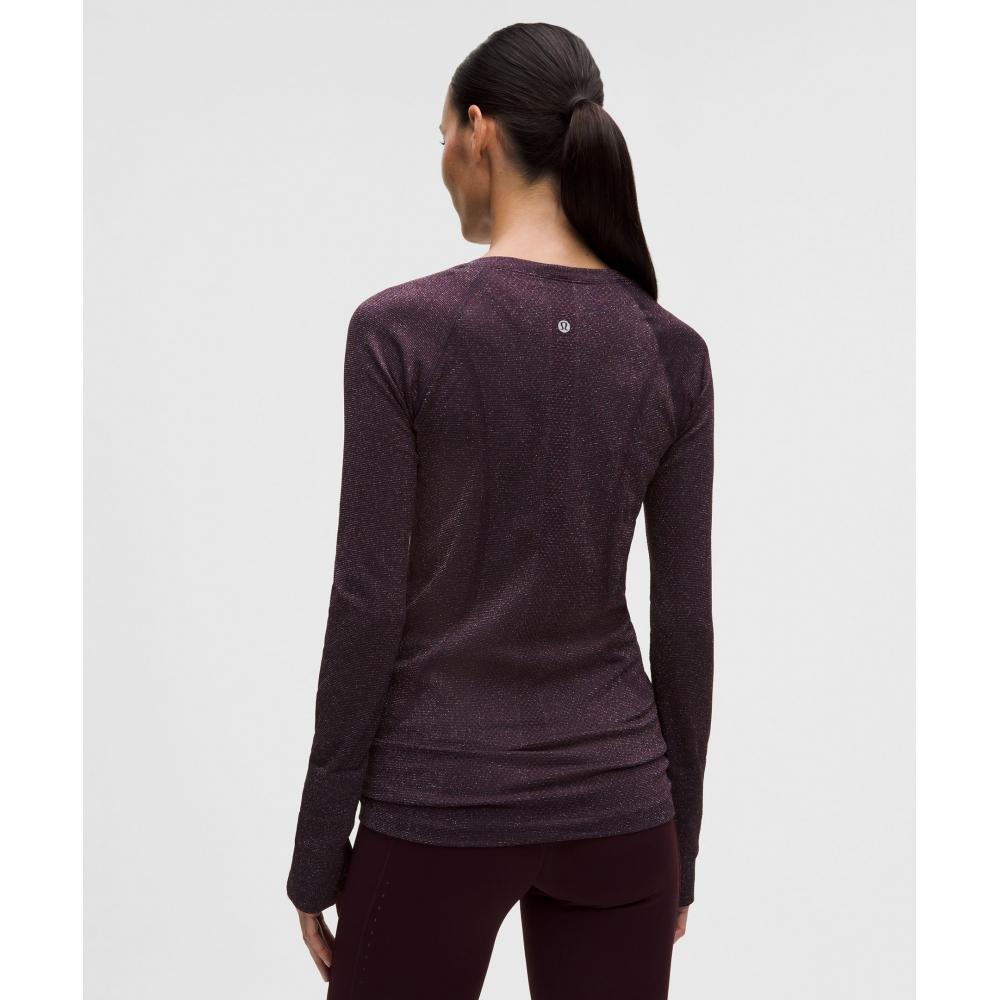 Lululemon Swiftly Tech Long Sleeve Shirt 2.0 Hip Length Sparkle Black Plum Rainbow Lurex