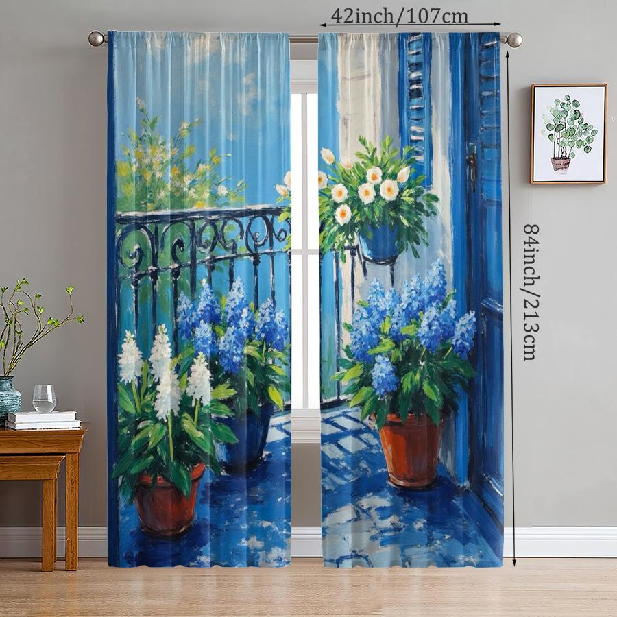 

Outdoor Landscape Oil Painting Printed Curtains Pole Bag Christmas Decorations Home Room Curtain Polyester W100*H70(CM)-Rod Pocket&2PCS