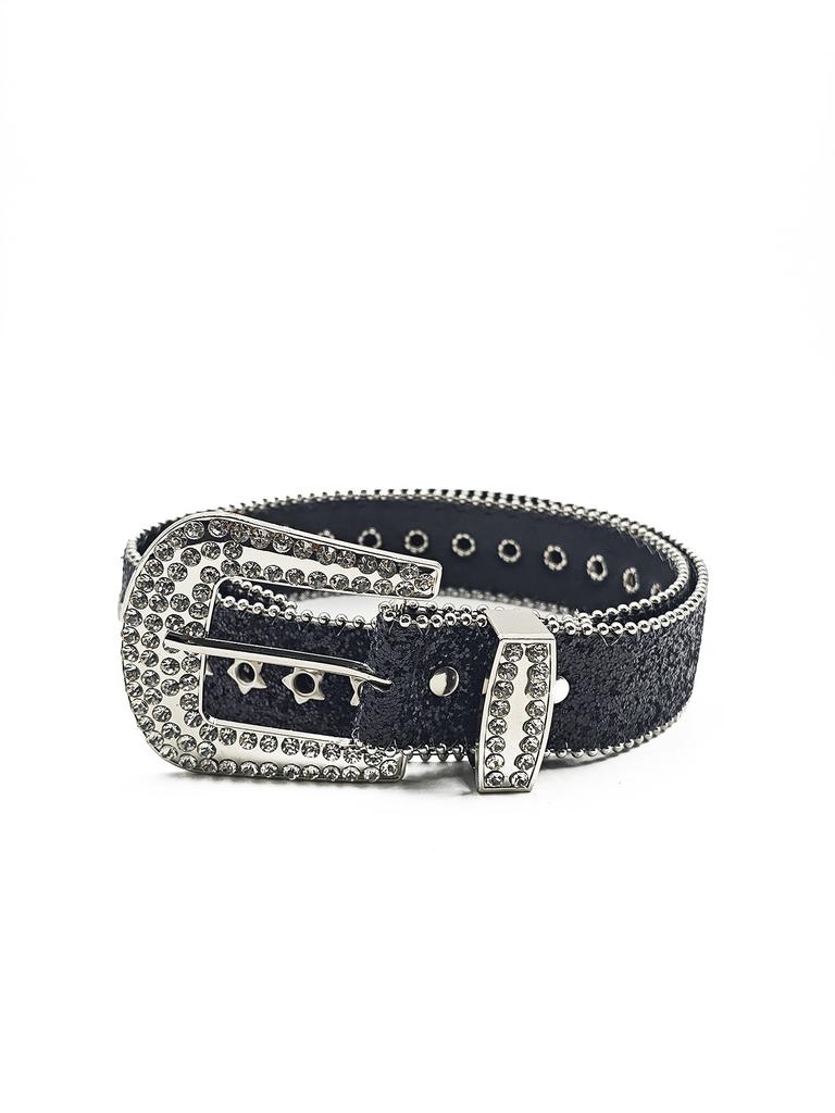 New Belt Y1k Fashion Belt Diamond Belt Punk Belt Belt Belt Female Hottie Waist Black Rhinestone Low Waist