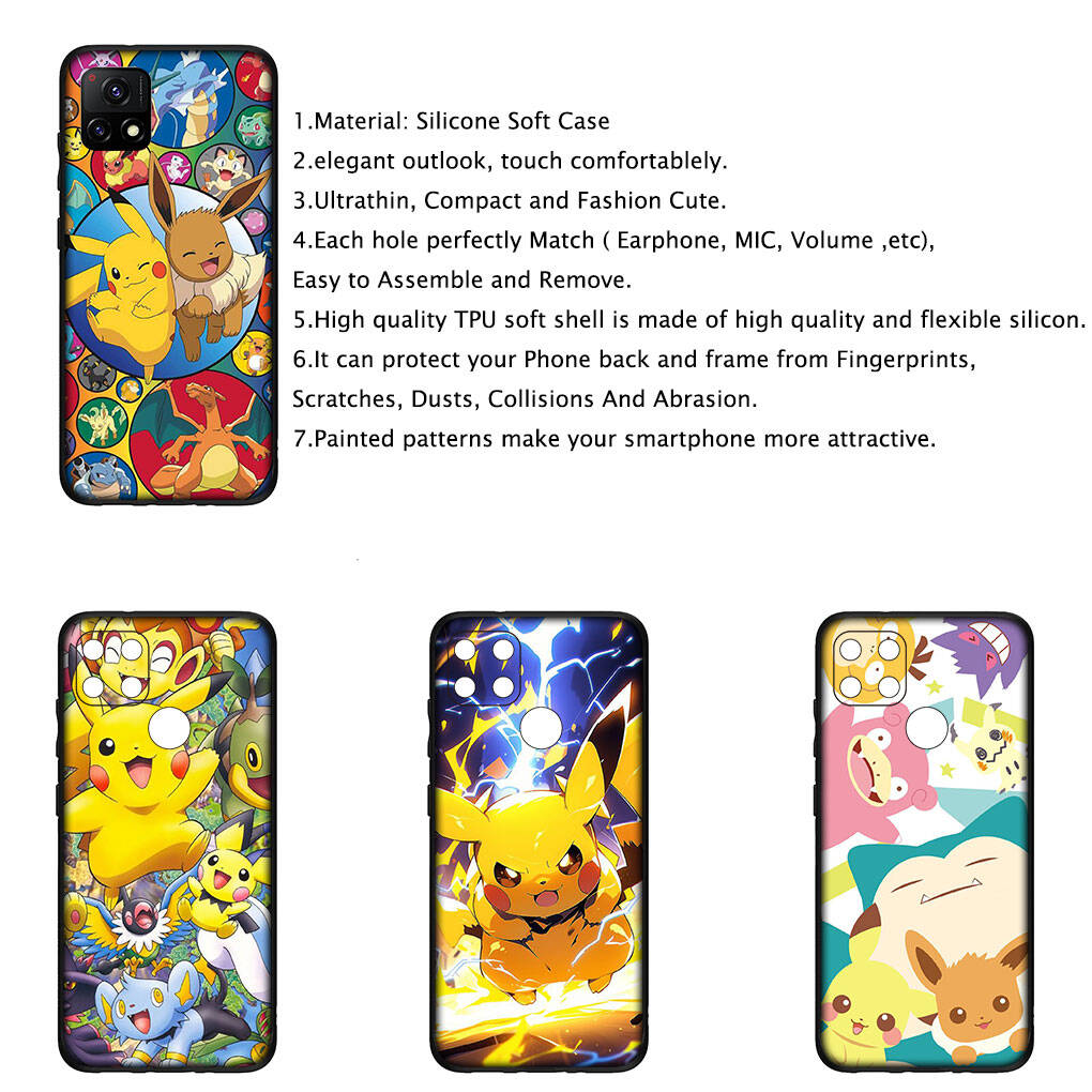 Cover for iPhone 17 16 15 Xiaomi Poco Redmi Note 14 13 12 11 Pro Max X 9 Samsung Galaxy S25 S24 S23 OPPO Huawei Eevee Pokemon Pikachu Cute Phone Case