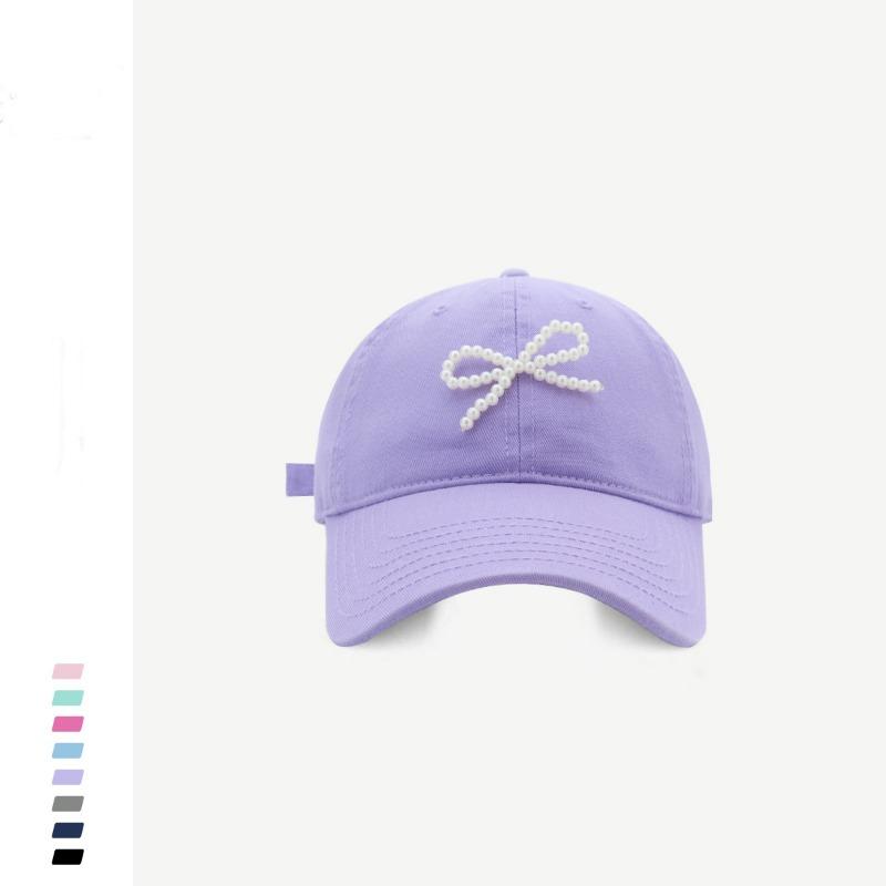 

Шляпа Женская Нишевый Дизайн Милая Универсальная Жемчужный Бант Бейсболка Мягкая Кепка Adjustable фиолетовый