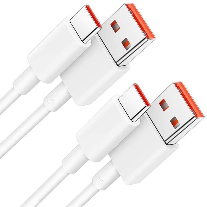 2 Câbles USB-C Charge Rapide 6A pour Xiaomi Redmi Note 15, Note 13/14 Pro Note 13 5G Redmi 15C 14C 13C - 1M