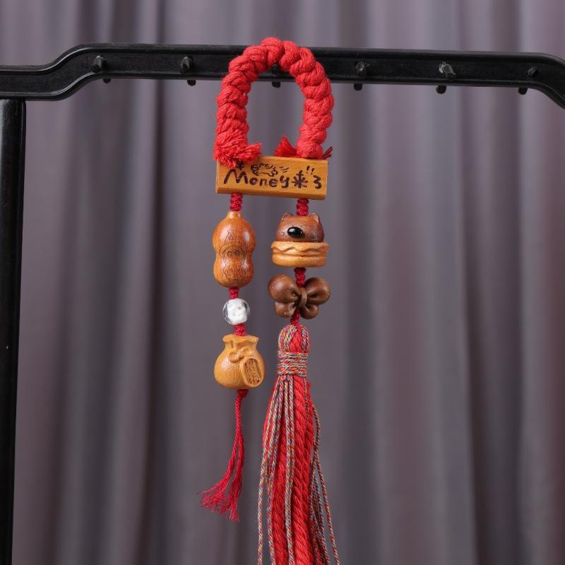 Golden Sandalwood Cute Star Gourd Car Pendant for Peace