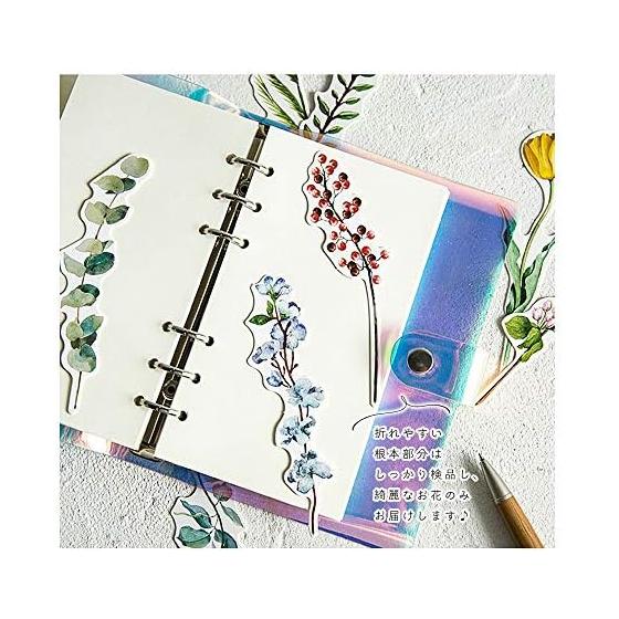 Moin Moin Bookmark Set - Watercolor Pressed Flowers & Leaves (30 Pcs) - Violet, Rose, Tulip & More - Message Card Friendly