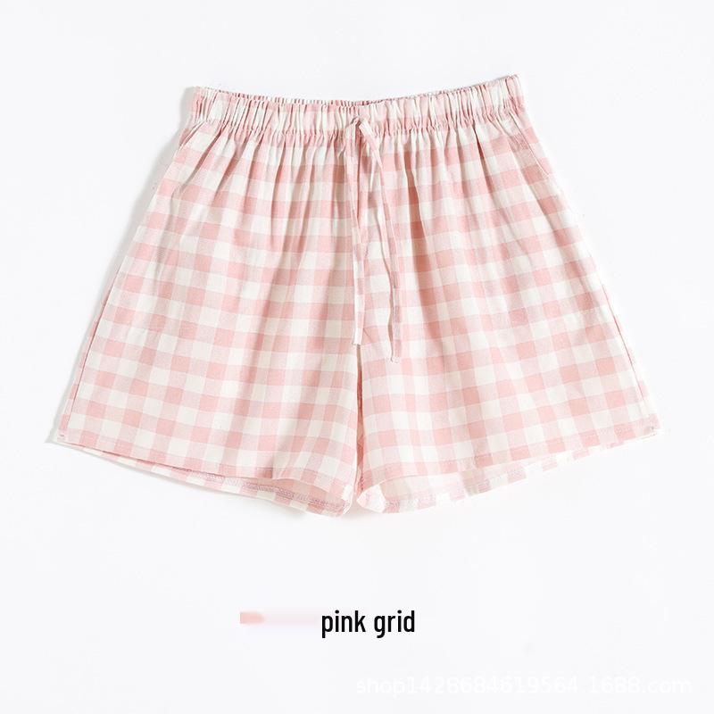 2022 Summer Women's Casual Cotton Linen Plaid Wide-Leg Shorts, Plus Size