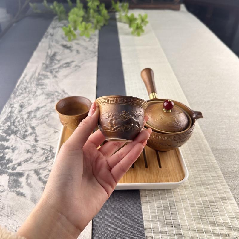 6pcs Premium Tea Set Include Teapot Teacup Tea Tray And Portable Bag Suitable For Family Gathering RV Travel Outdoor Camping Holiday Gift Birthday New