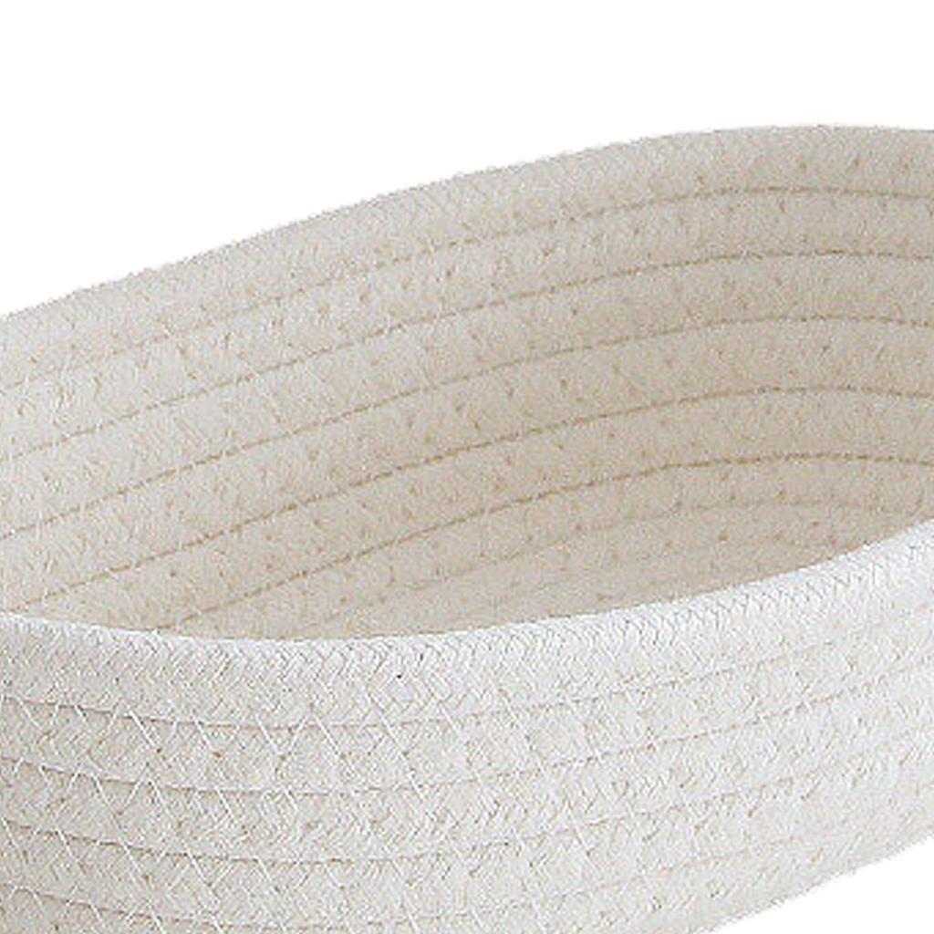 3 Pcs Desktop Storage Basket Oval Organizer Container Cotton Rope Hand Woven for Makeup Snacks