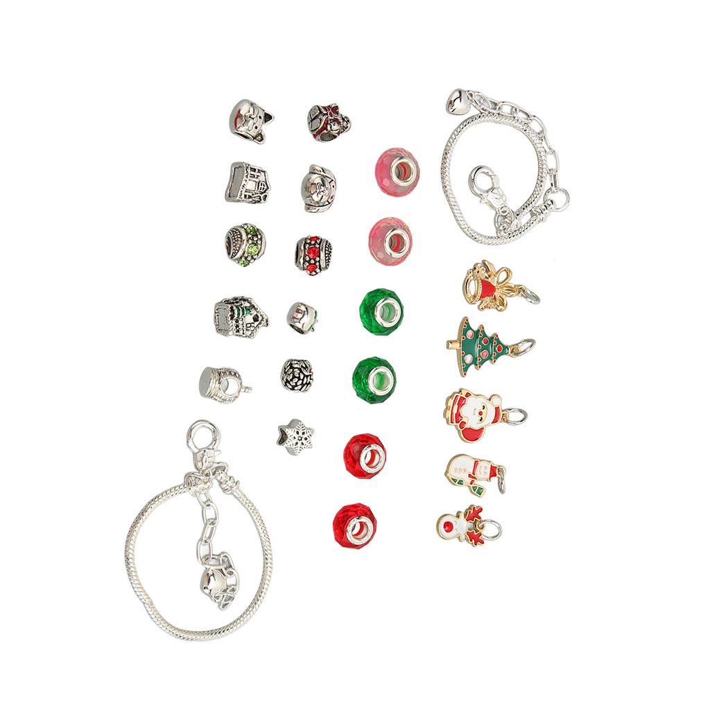 Weihnachts-Countdown-Armband Blind Box 22 Perlen 2 Ketten DIY Schmuckherstellungs-Set Geschenk für Kinder