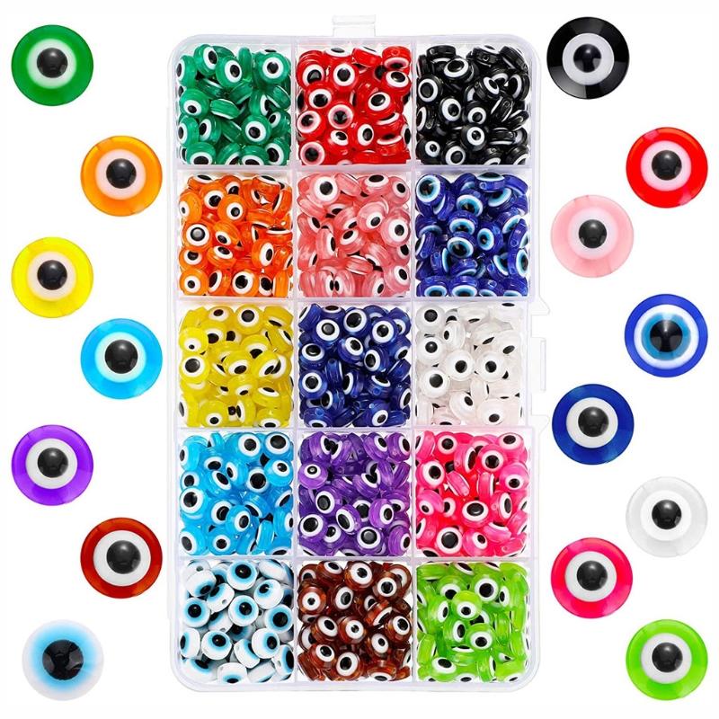450 Pcs Mixed Colors Round for Evil Eye Spacer Beads 8mm Turkish Eye Beads Lucky Resin Beads Charms for DIY Jewelry Maki