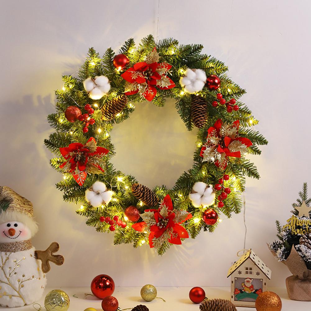 2025 New Christmas Wreath Decor Artificial Christmas Wheels Garlands Pendants Xmas Pine Cone Wreaths for Home Shop Decor Pendant