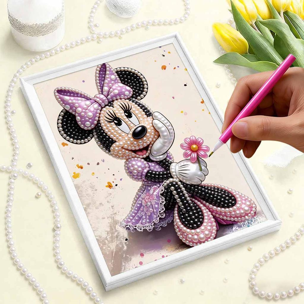 Disney Pearl Painting Minnie DIY Pearl Art Design Handmade Gifts Suitable for Wall Decoration, Home and Office Environment