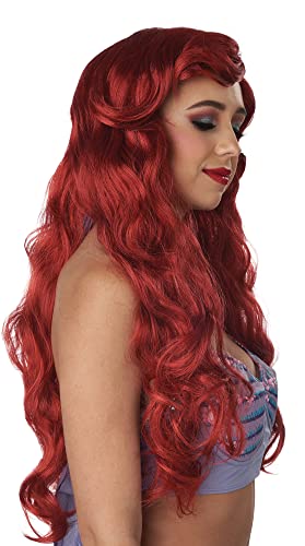 California Costume Mermaid Ariel-style Red Wig for Adults, Red, 7022-087