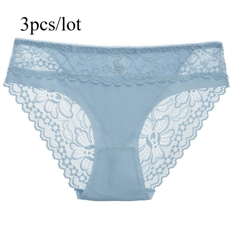Summer Fashionable Sexy Patchwork Lace Underwear 3pcs/lot Women's Ice Silk Comfortable Breathable Triangle Pants Romantic Women's Triangle Pants