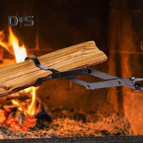 26 Inch Fireplace Tongs Heavy Duty Iron Log Grabber Log Tweezers Log Claw Long Handle Firewood Tongs Fireplace Accessory for Indoor Outdoor