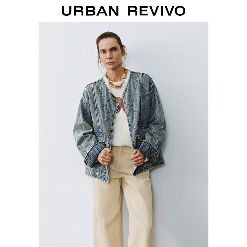 

UR 2025 Весенняя женская джинсовая куртка с геометрической текстурой L