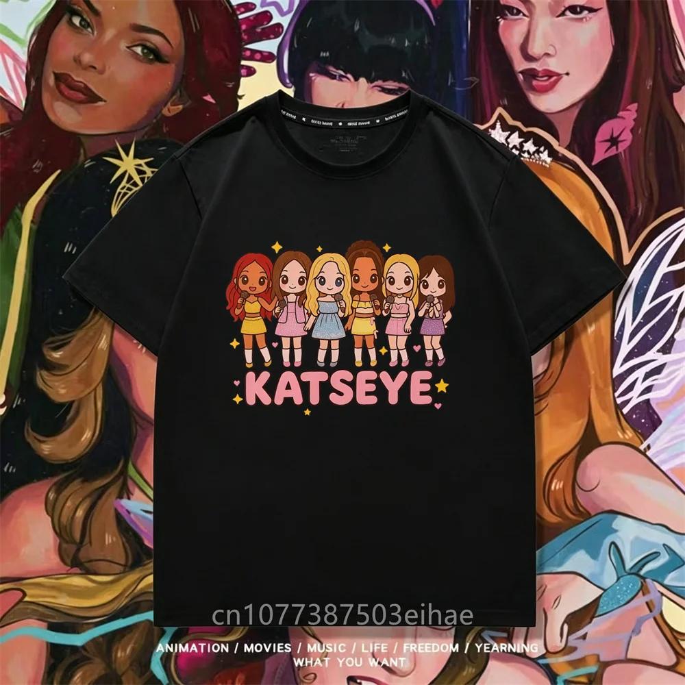 Katseye Unisex Short Sleeve T Shirt Kpop Idol Print Tee For Boys Girls With Megan Daniella Manon Lara Sofia Yunchae Fan Daily